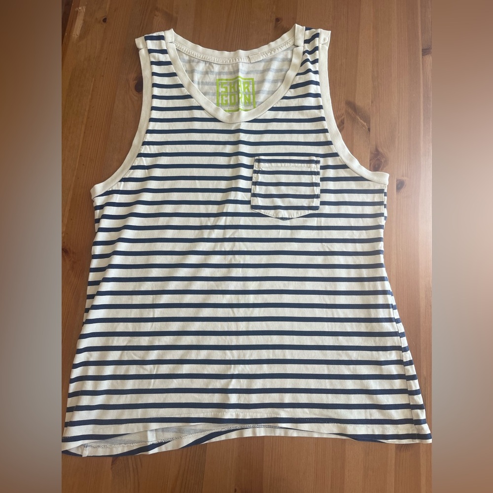 Skargon oversized blue and white striped tank